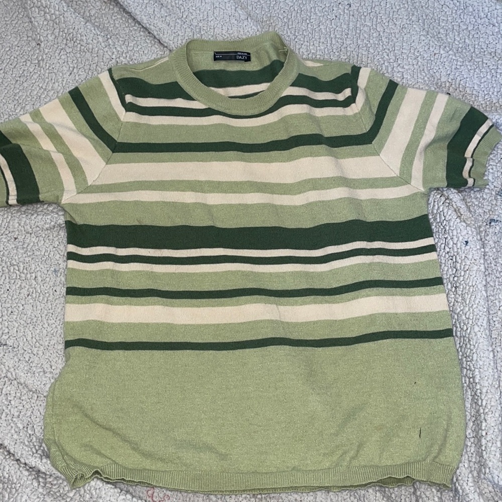 DAZY Striped print round neck top